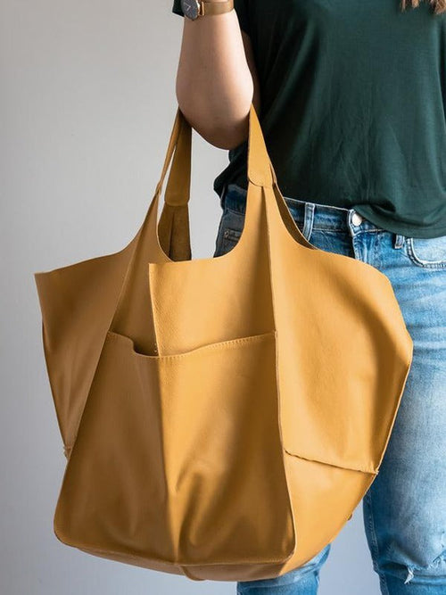 Vintage Large Capacity Handbags PU Soft Leather Big Bag Designer