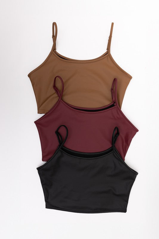 Faux Leather Crop Cami Top