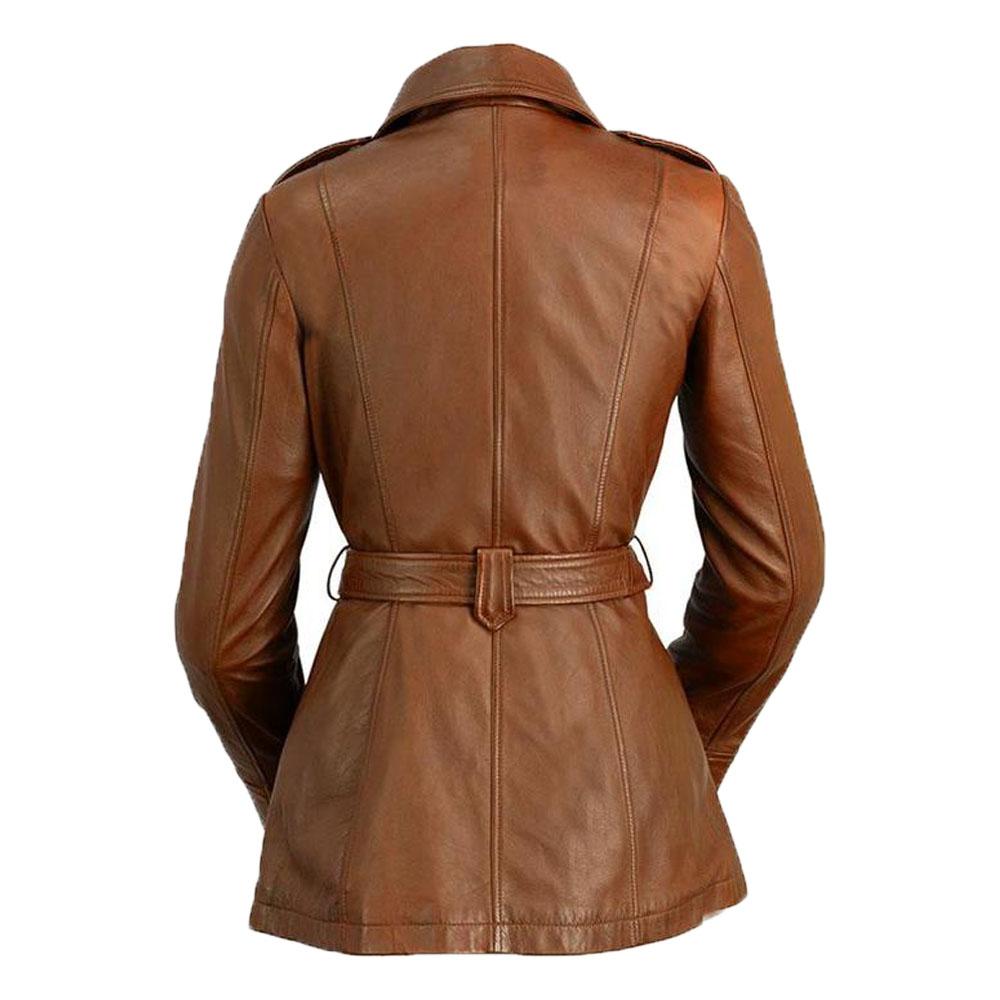 Monica Women's Leather Long Coat Jacket