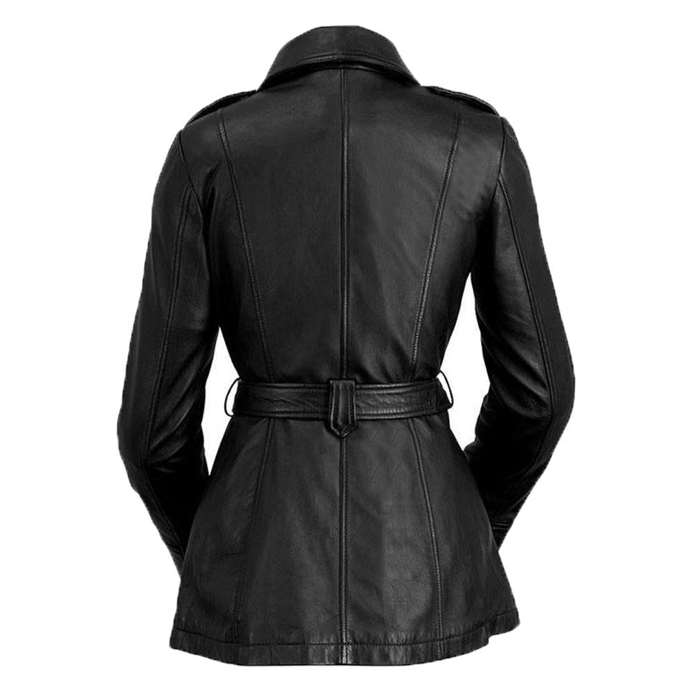 Monica Women's Leather Long Coat Jacket