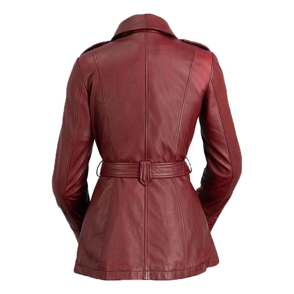 Monica Women's Leather Long Coat Jacket
