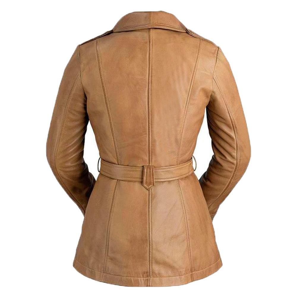 Monica Women's Leather Long Coat Jacket
