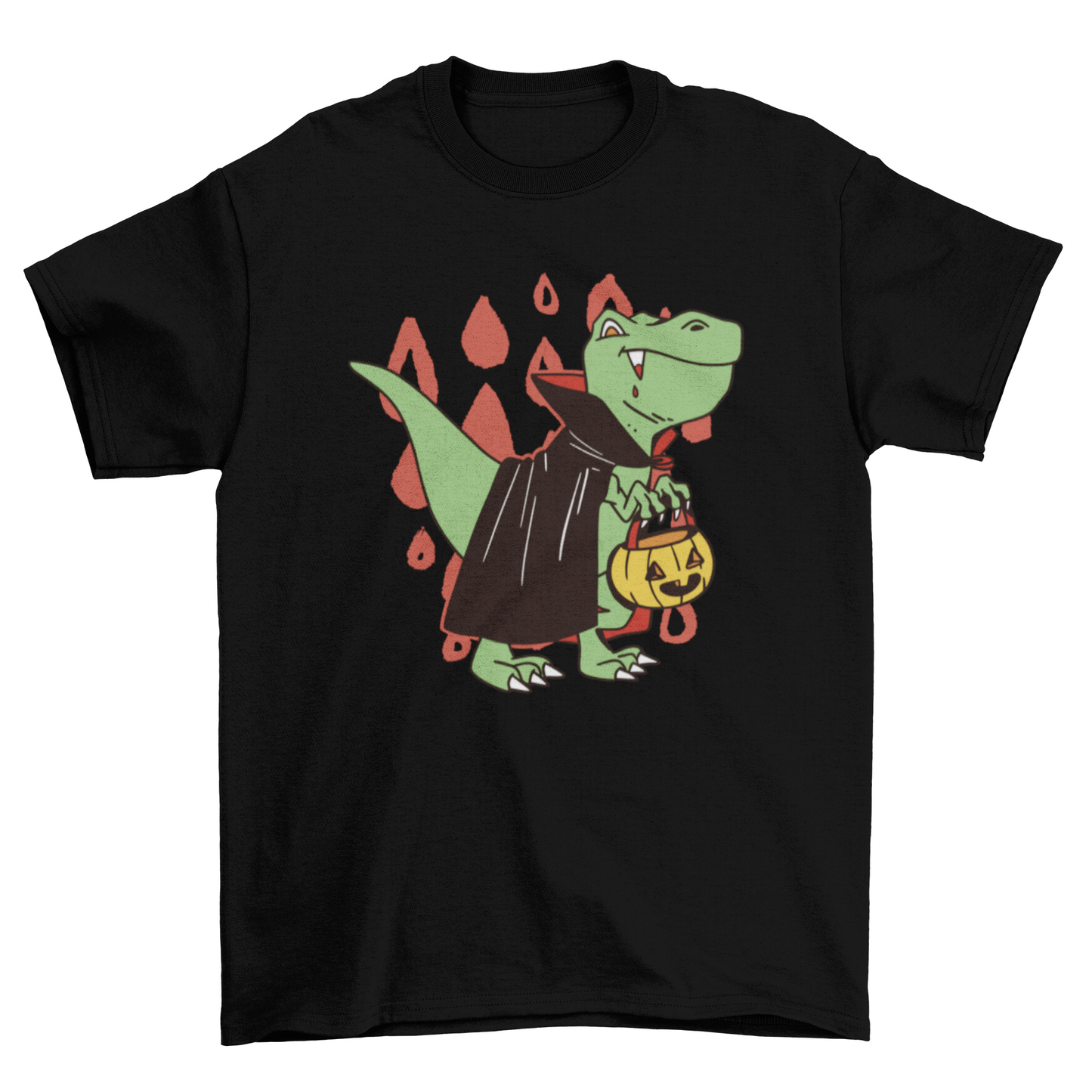 T-rex vampire dinosaur with Halloween costume t-shirt