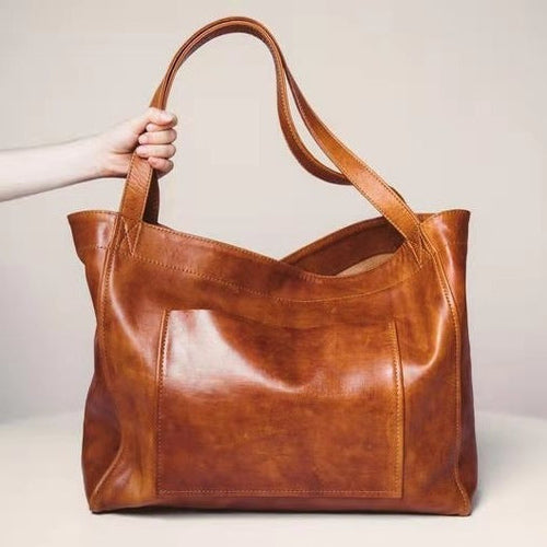 Vintage Large Capacity Handbags PU Soft Leather Big Bag Designer