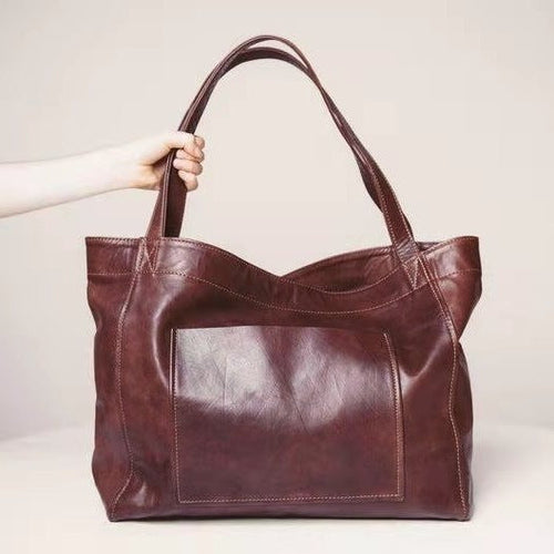 Vintage Large Capacity Handbags PU Soft Leather Big Bag Designer