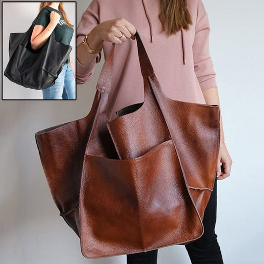 Vintage Large Capacity Handbags PU Soft Leather Big Bag Designer