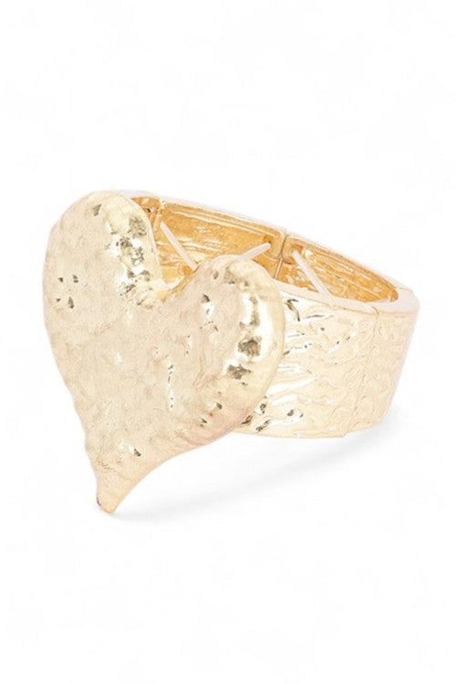 Textured Heart Oversize Stretch Bracelet