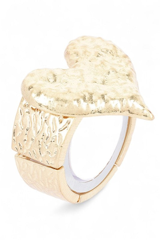 Textured Heart Oversize Stretch Bracelet