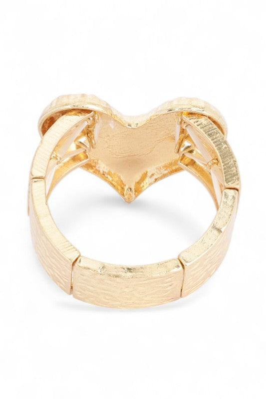 Textured Heart Oversize Stretch Bracelet