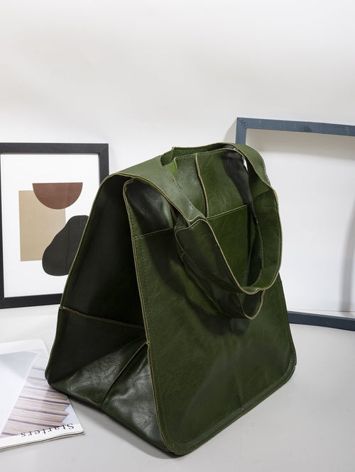 Vintage Large Capacity Handbags PU Soft Leather Big Bag Designer