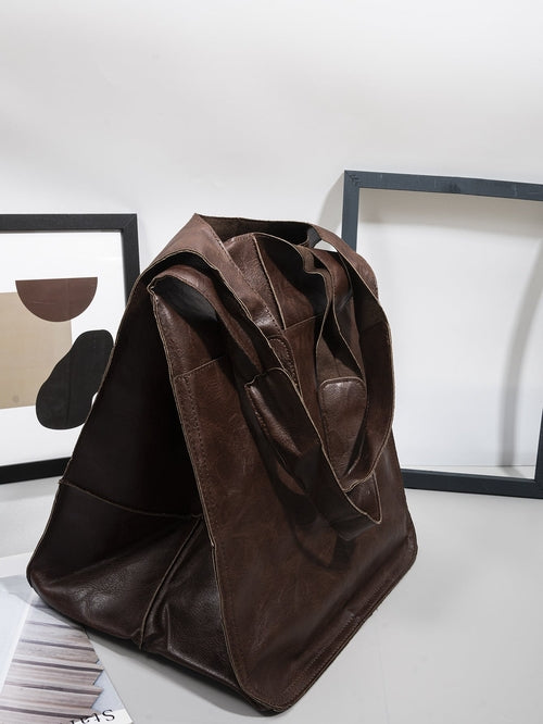 Vintage Large Capacity Handbags PU Soft Leather Big Bag Designer