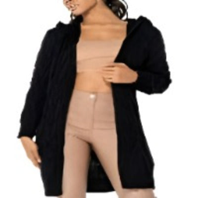 Cable Knit Hooded Midi Cardigan
