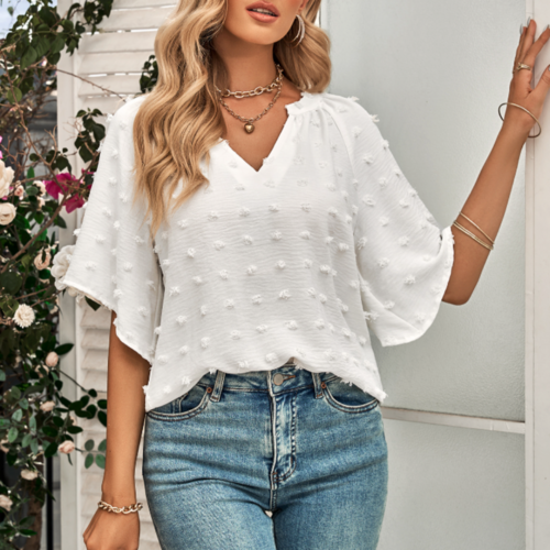 Women's V Neck Batwing Top