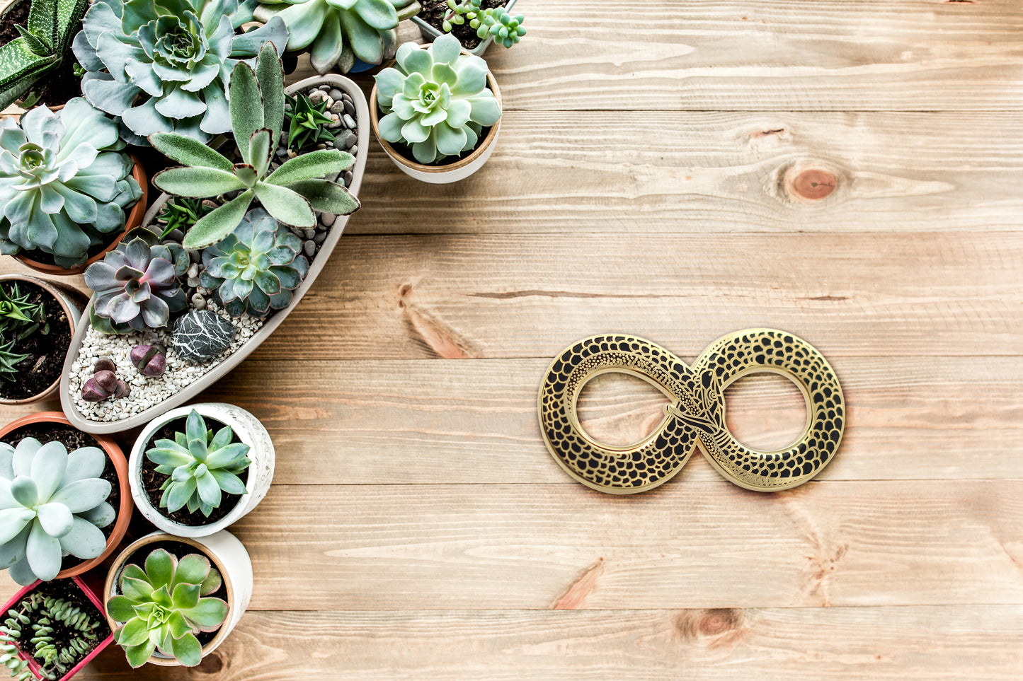 Ouroboros Halloween Costume Accessory - Occult Black & Gold Enamel Pin