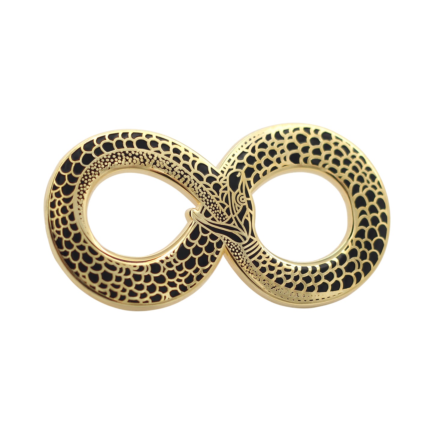 Ouroboros Halloween Costume Accessory - Occult Black & Gold Enamel Pin