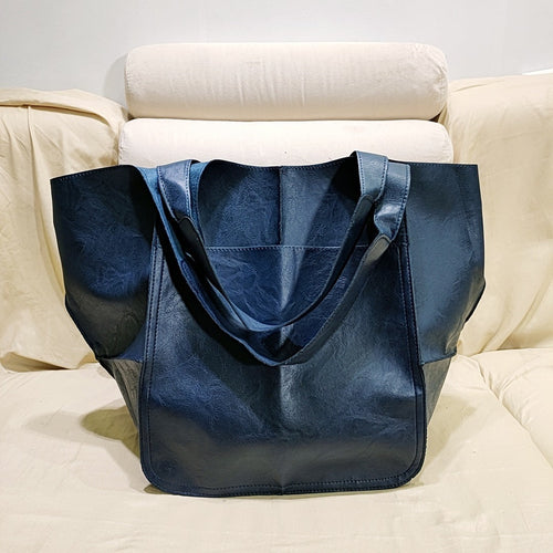 Vintage Large Capacity Handbags PU Soft Leather Big Bag Designer