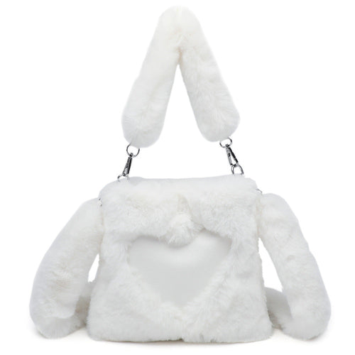 Fluffy Shoulder Bag - Heart Top Handle