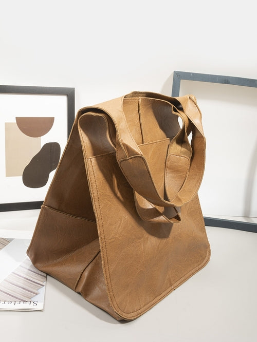 Vintage Large Capacity Handbags PU Soft Leather Big Bag Designer