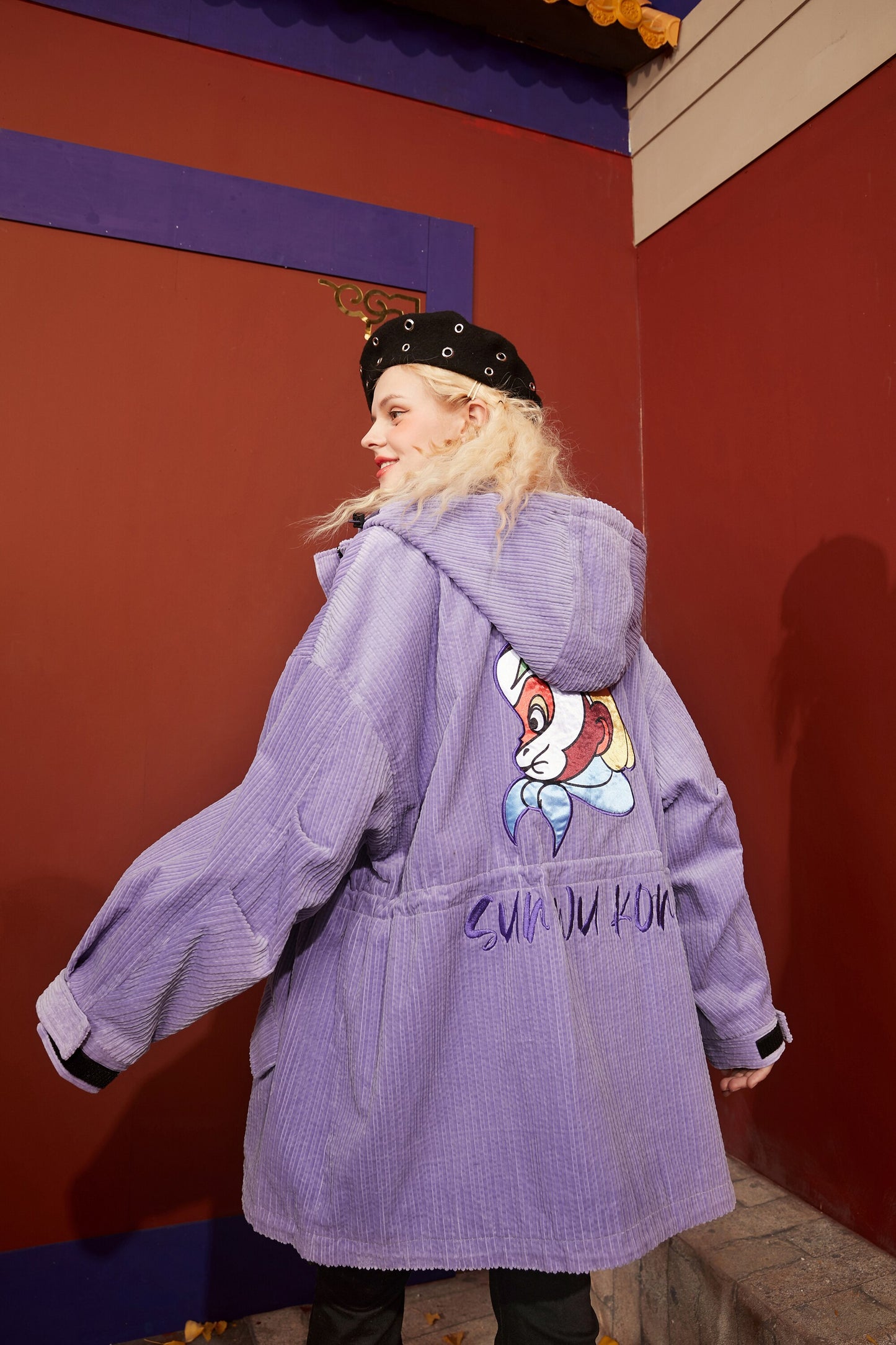 Cartoon Print Single Breasted Casual Women Trench Coat,Spring Full
