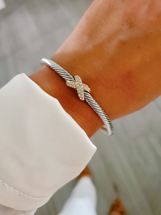Crystals X Bangle Bracelet